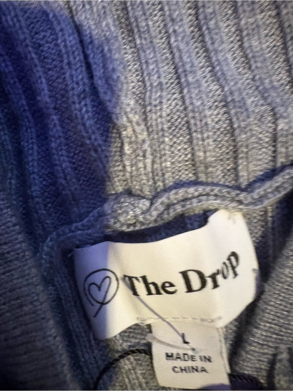 The Drop Women's Gray Ribbed Crew Neck Sweater